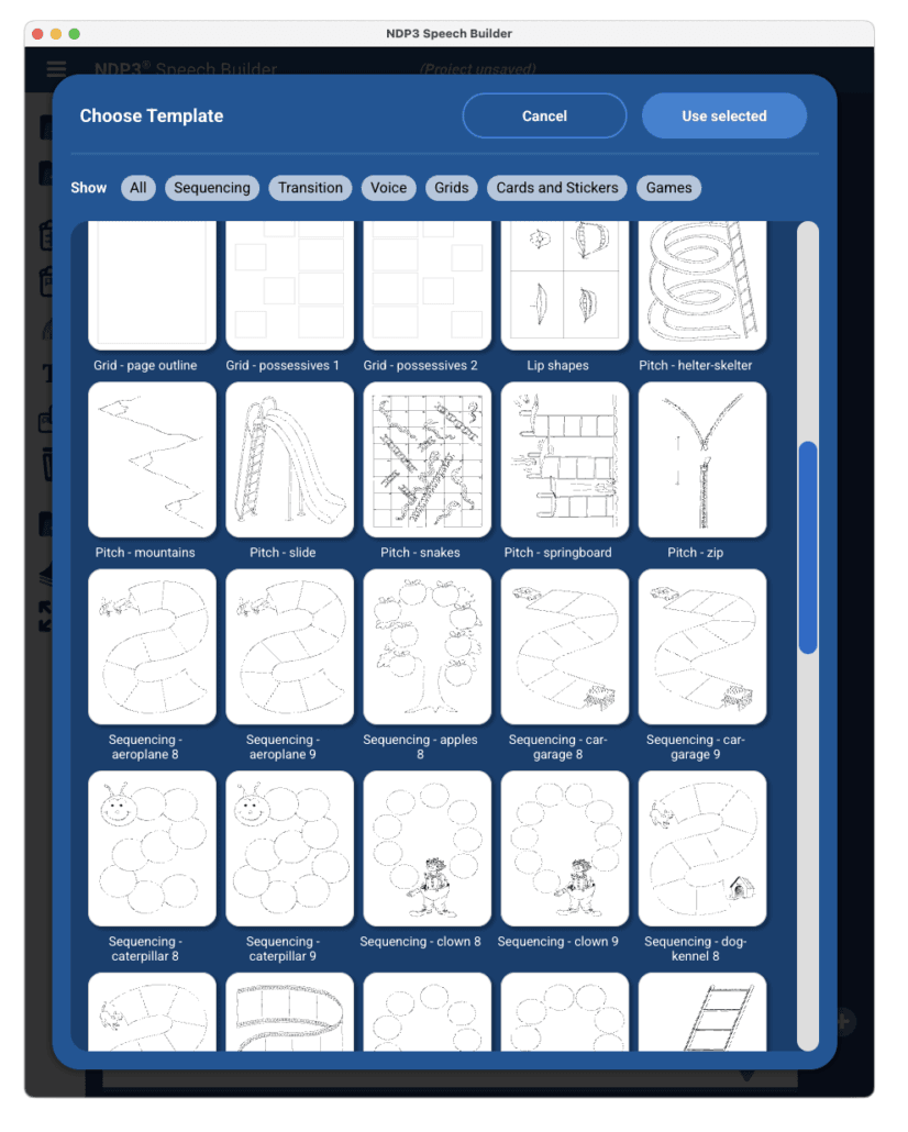 NDP3 Speech Builder v2 screenshots narrow choose template
